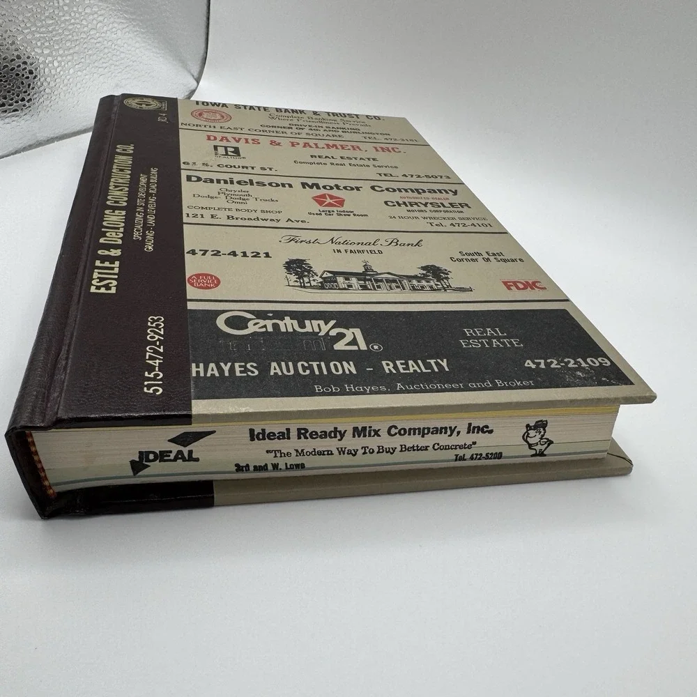 1986 Fairfield Iowa City Business Directory HC Book Phone Advertisements Ads Vtg